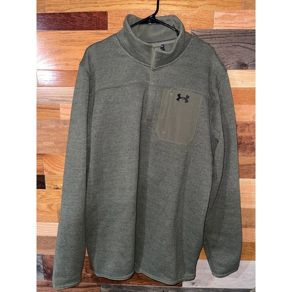 Under Armour Mens 3XL Specialist 2.0 Quarter Snap Sweater Olive Green Excellent